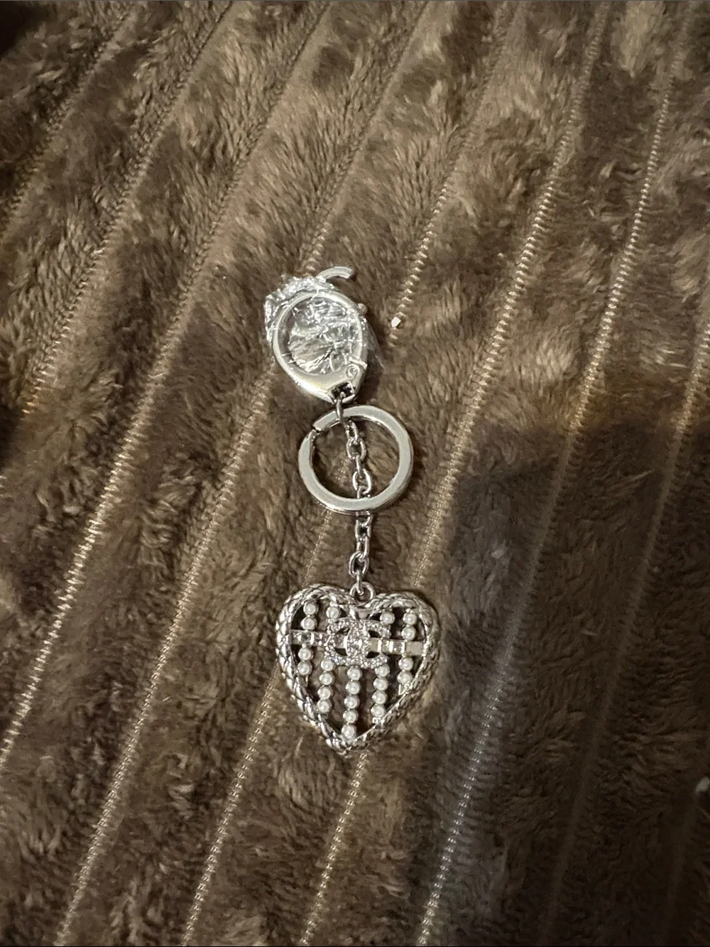 Silver Heart Charm Keychain Pendant - Women's Jewelry